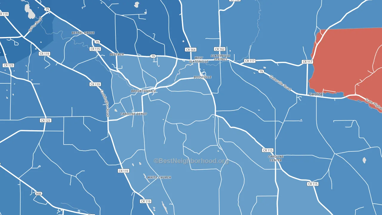 Brooktondale, NY block-group political-lean map