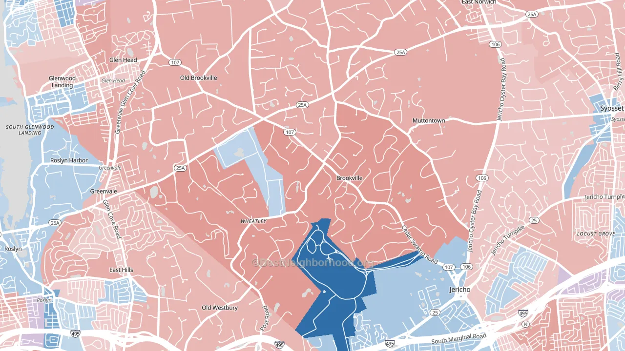 Brookville, NY block-group political-lean map