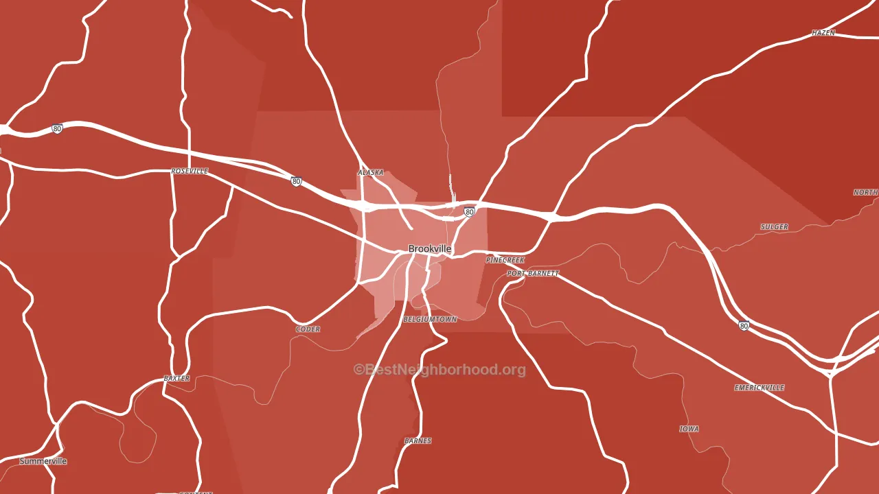 Brookville, PA block-group political-lean map