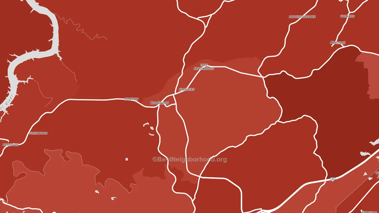 Brookwood, AL block-group political-lean map