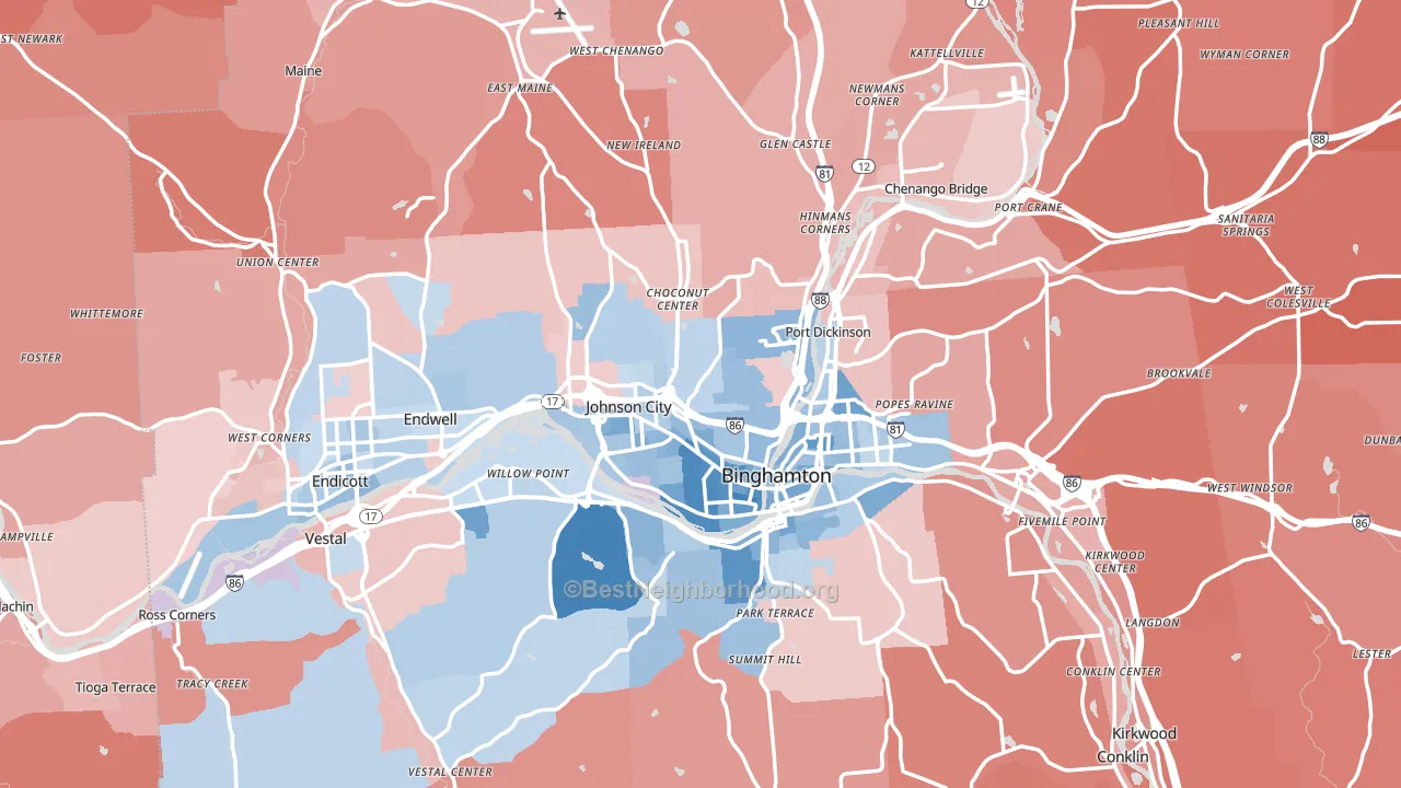 Broome County, NY block-group political-lean map