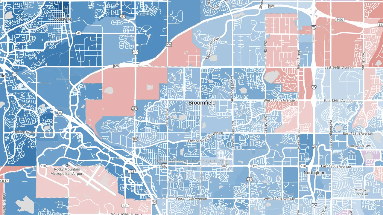 Broomfield County, CO block-group political-lean map