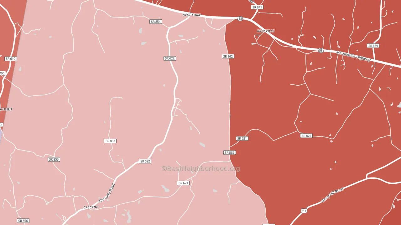 Brosville, VA block-group political-lean map