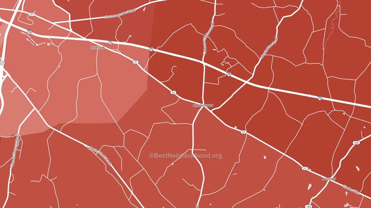 Brotherton, PA block-group political-lean map