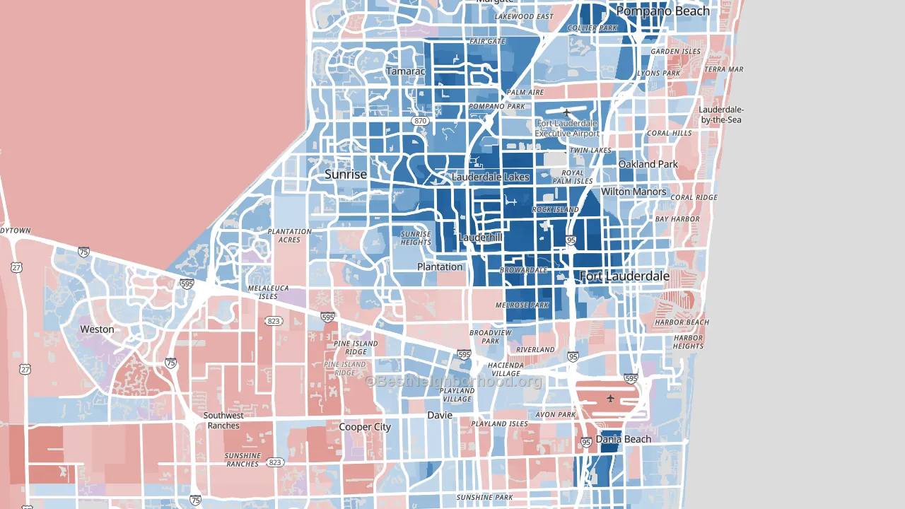 Broward County, FL block-group political-lean map