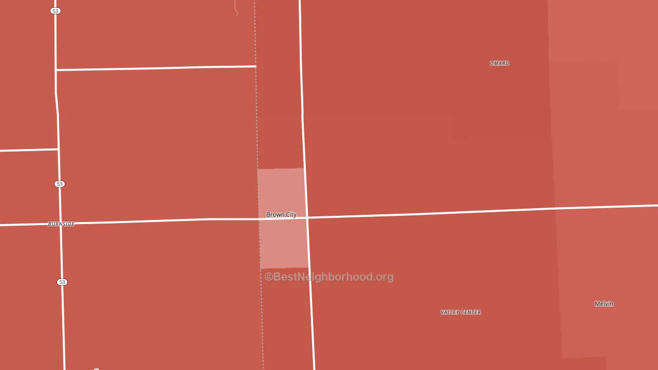 Brown City, MI block-group political-lean map