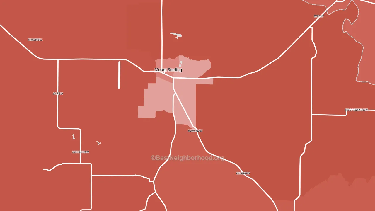 Brown County, IL block-group political-lean map
