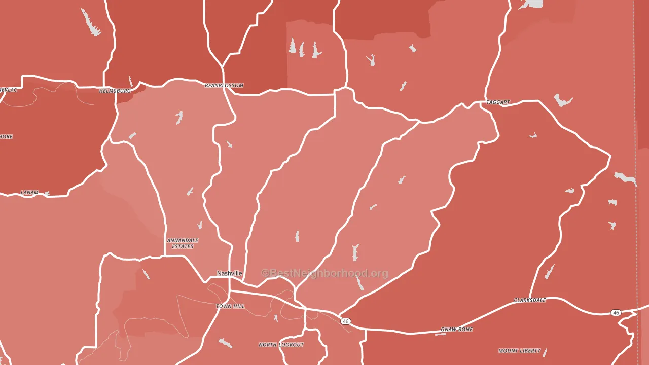 Brown County, IN block-group political-lean map