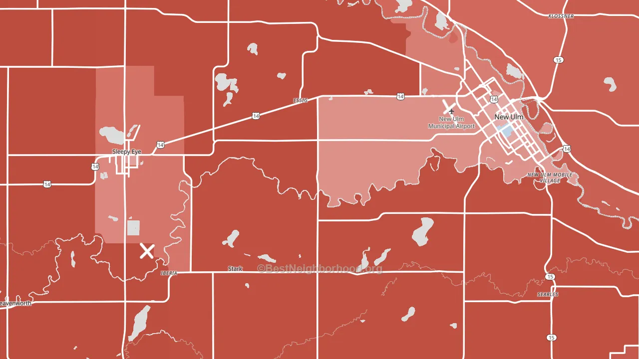 Brown County, MN block-group political-lean map