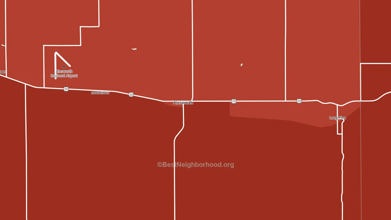 Brown County, NE block-group political-lean map