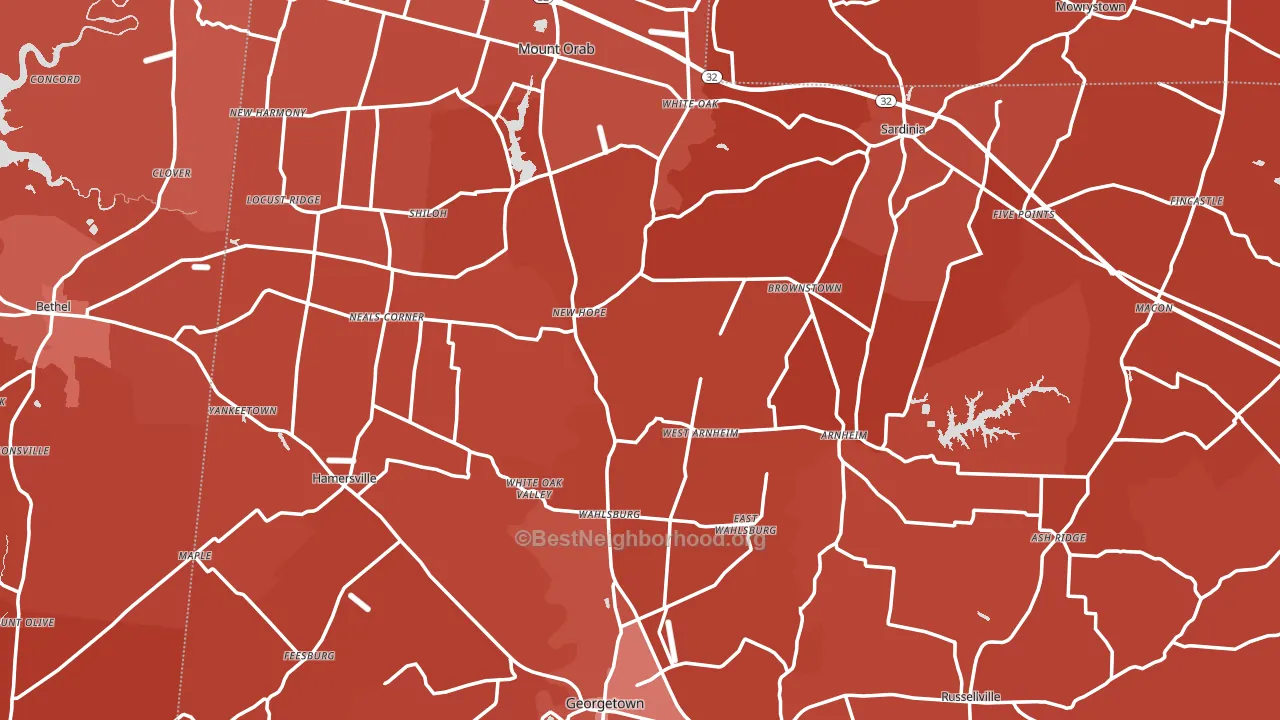 Brown County, OH block-group political-lean map