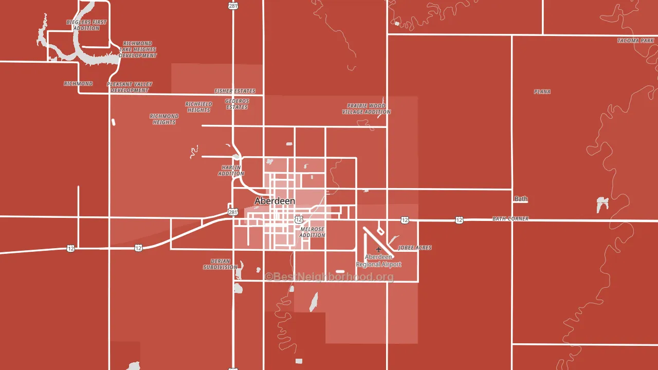 Brown County, SD block-group political-lean map