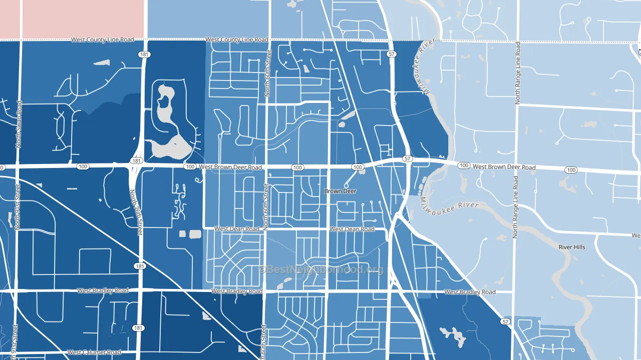 Brown Deer, WI block-group political-lean map