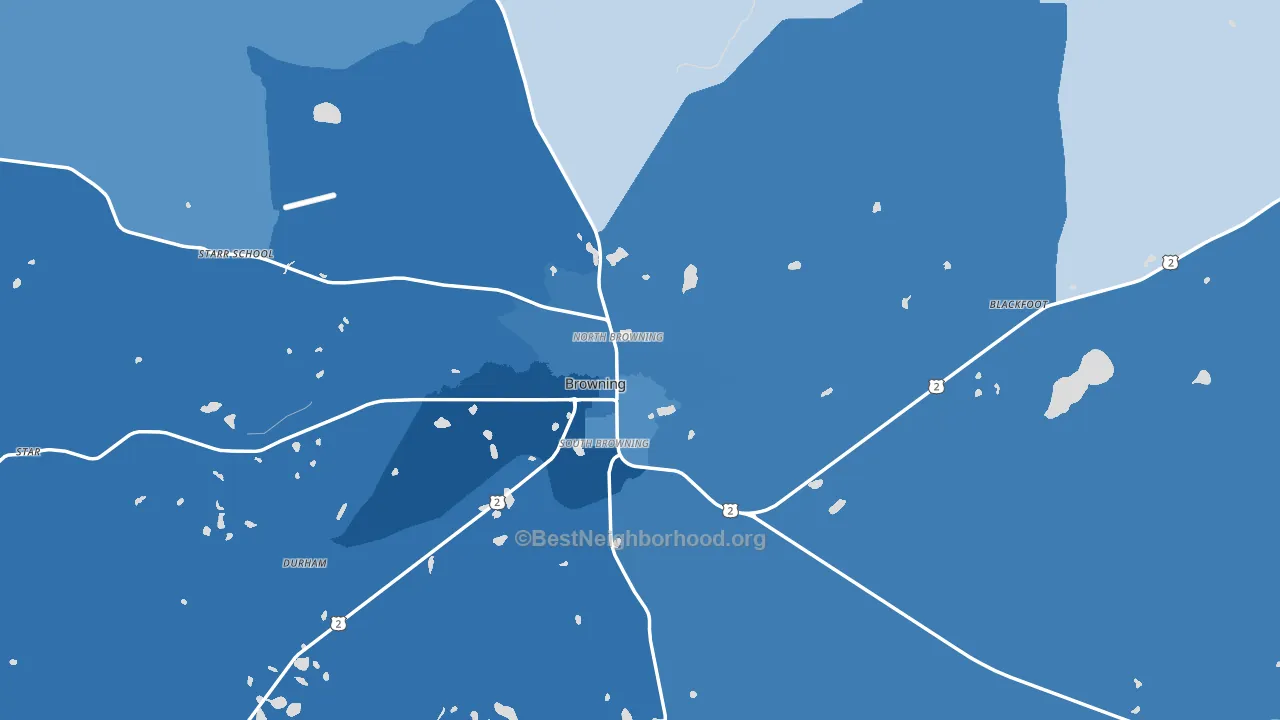 Browning, MT block-group political-lean map