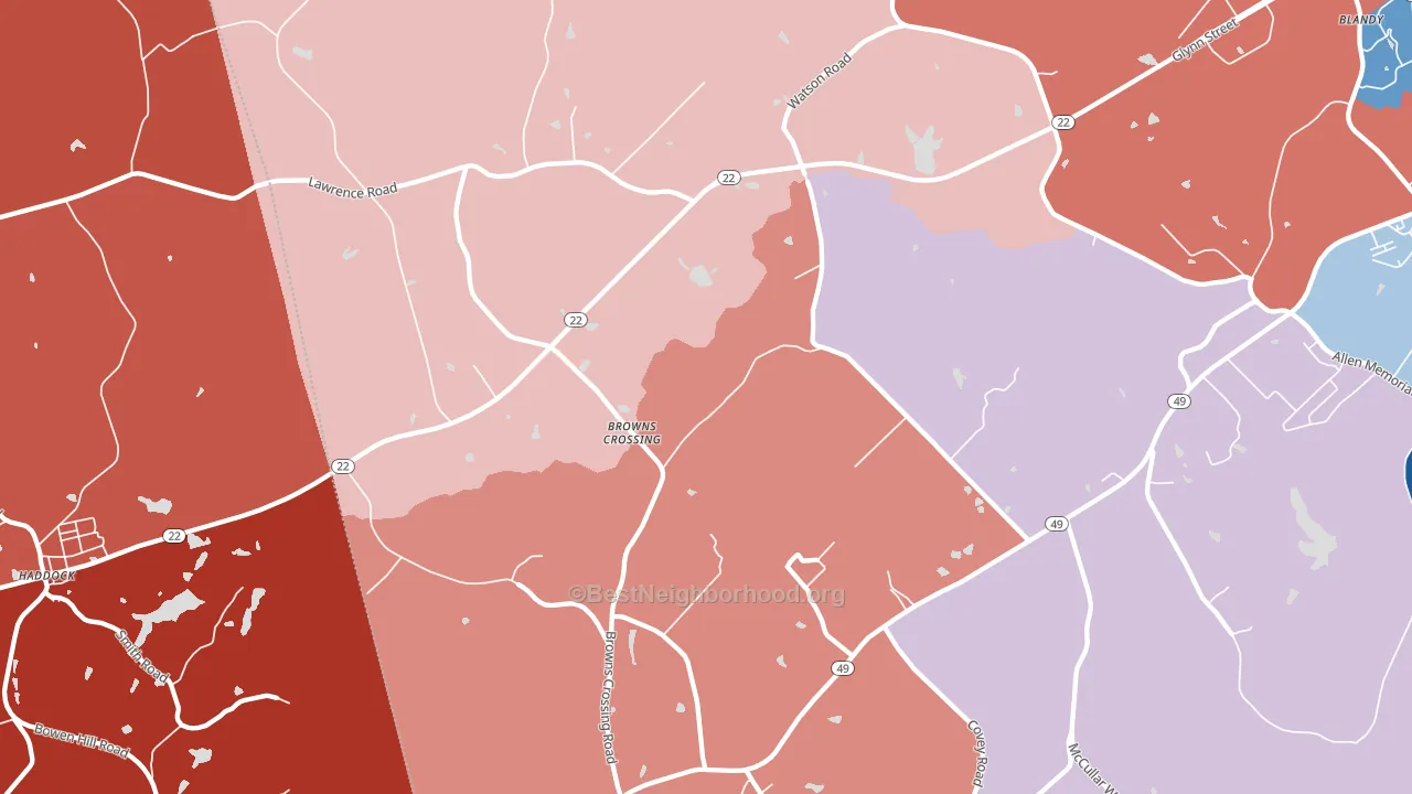 Browns Crossing, GA block-group political-lean map