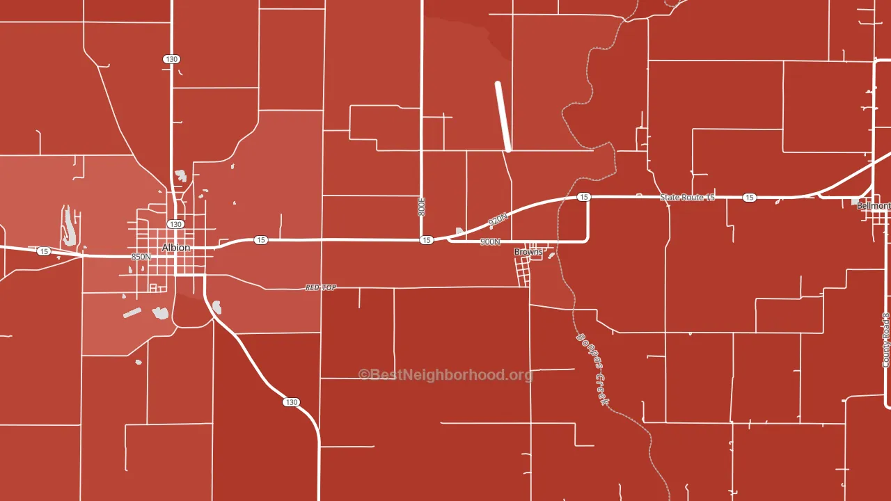 Browns, IL block-group political-lean map