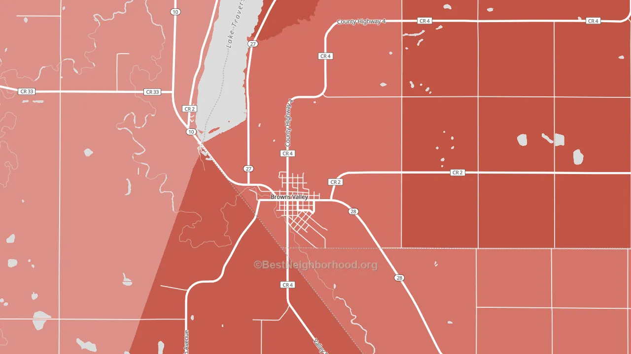Browns Valley, MN block-group political-lean map