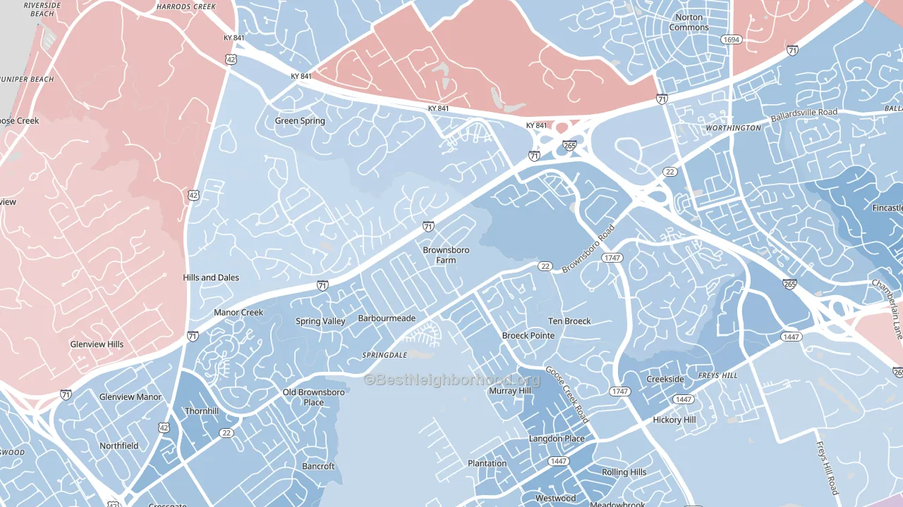 Brownsboro Farm, KY block-group political-lean map