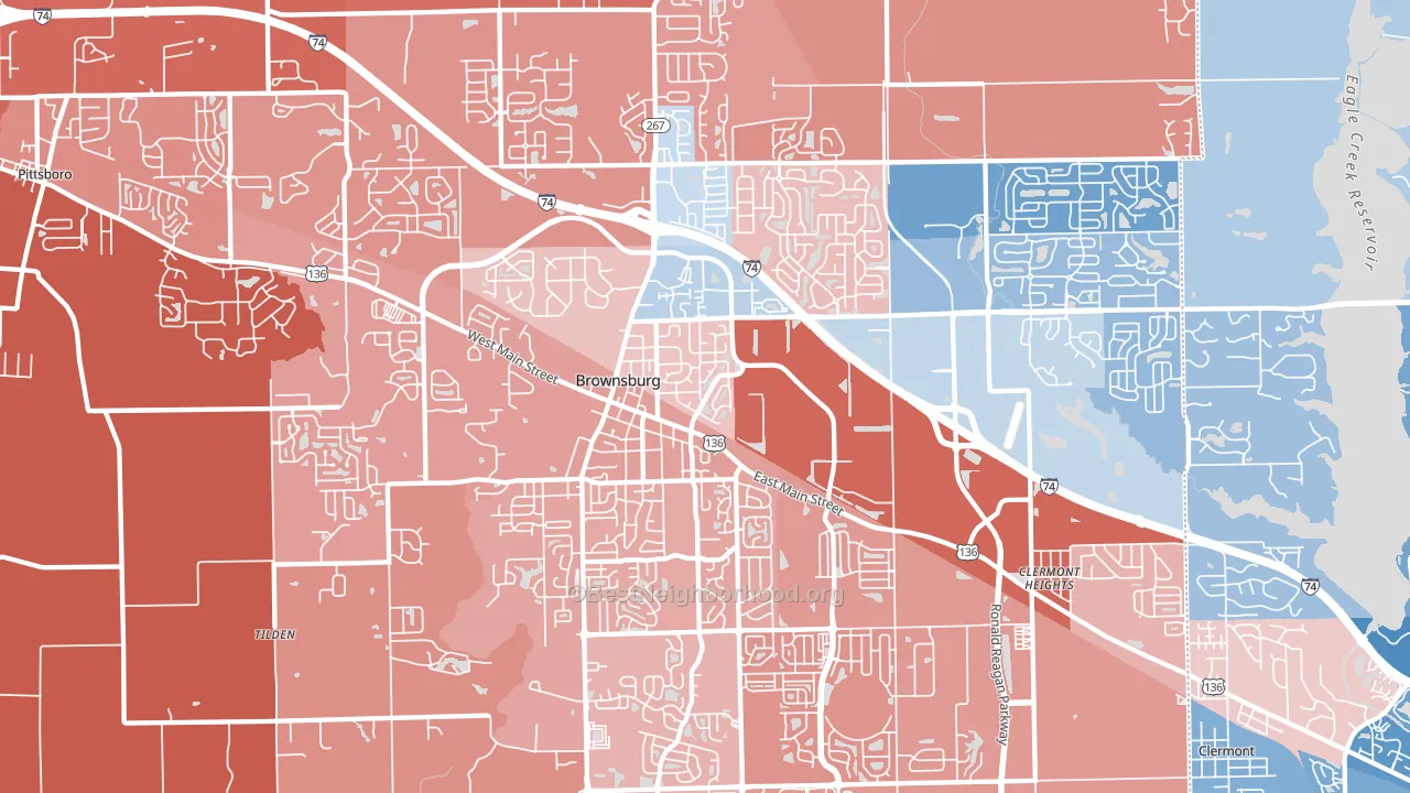 Brownsburg, IN block-group political-lean map
