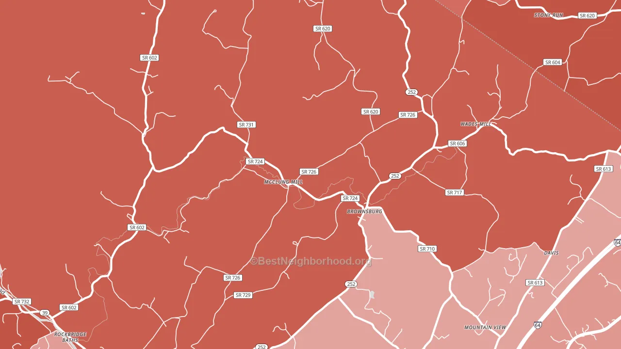 Brownsburg, VA block-group political-lean map