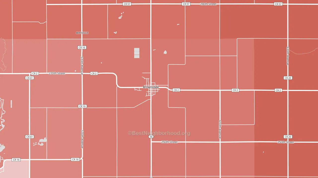 Brownsdale, MN block-group political-lean map
