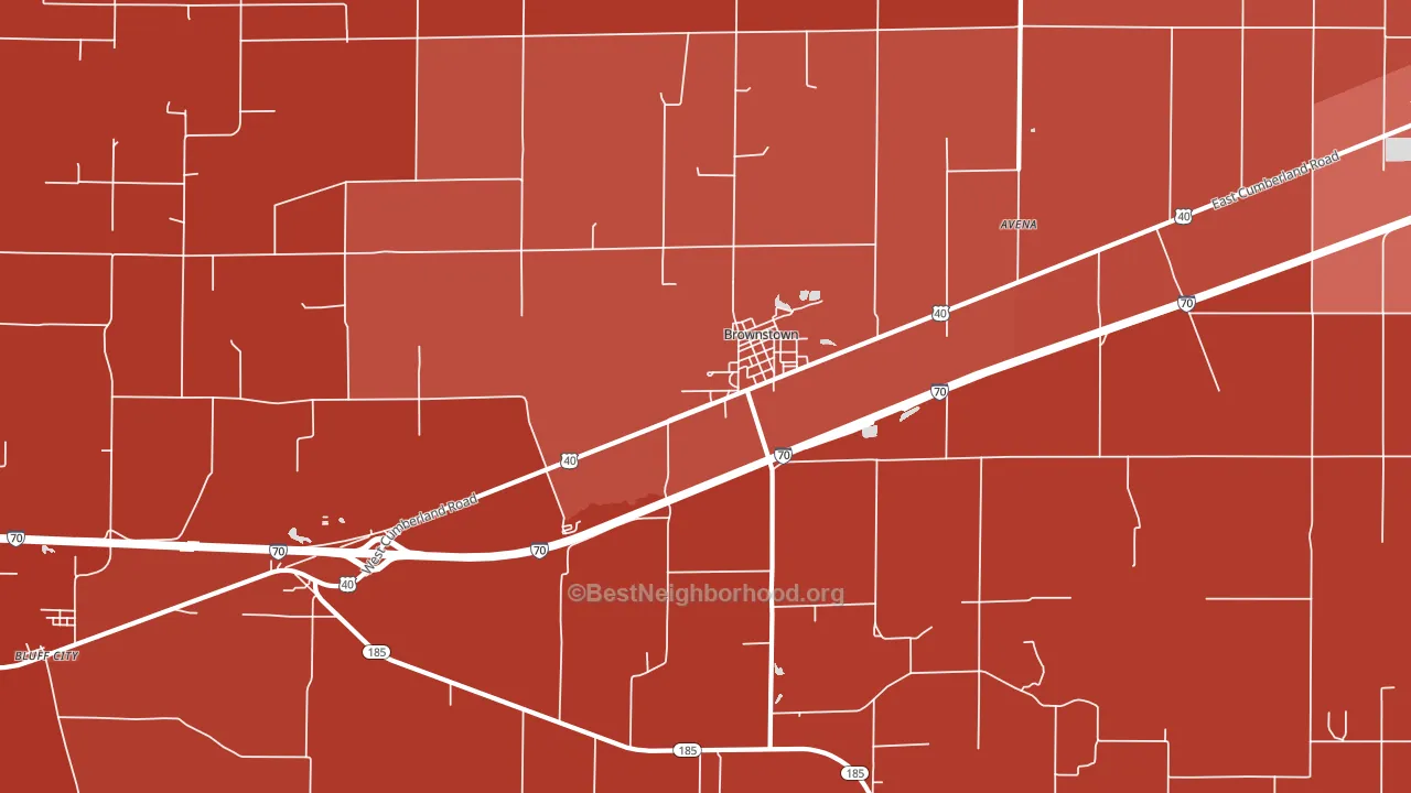 Brownstown, IL block-group political-lean map