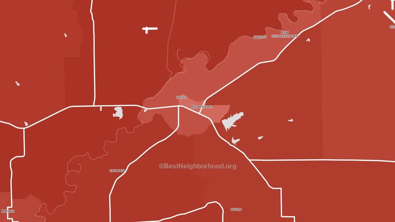 Brownstown, IN block-group political-lean map