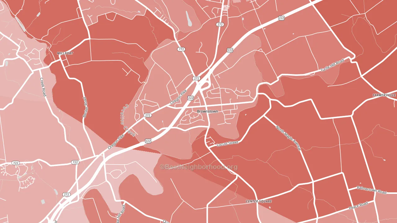 Brownstown, PA block-group political-lean map