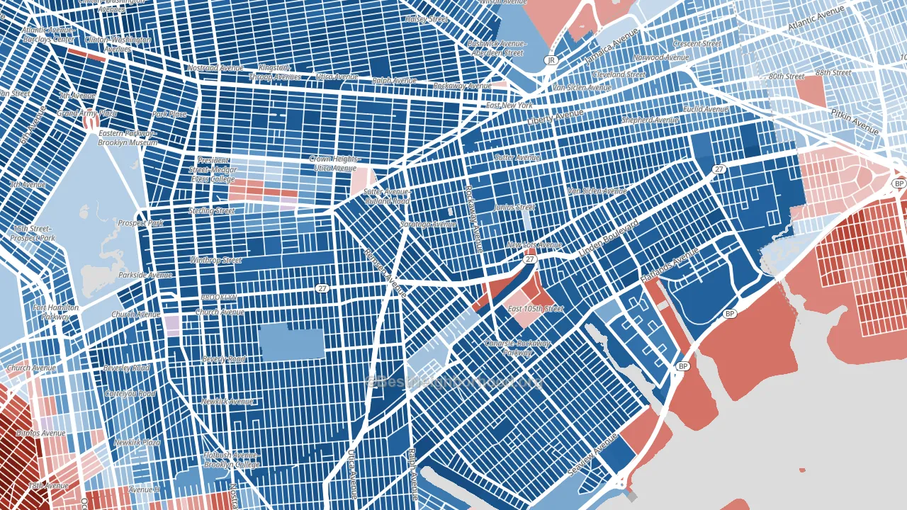 Brownsville, Brooklyn, NY block-group political-lean map