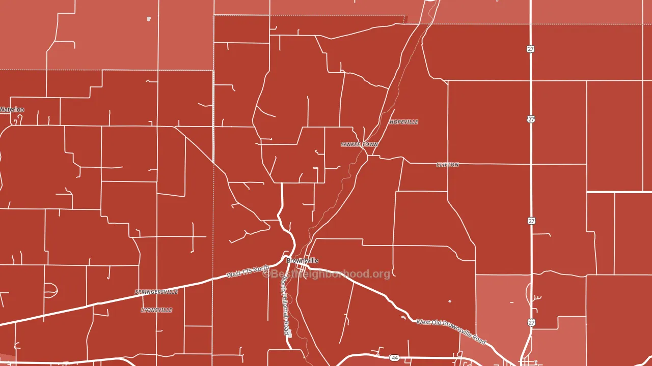 Brownsville, IN block-group political-lean map