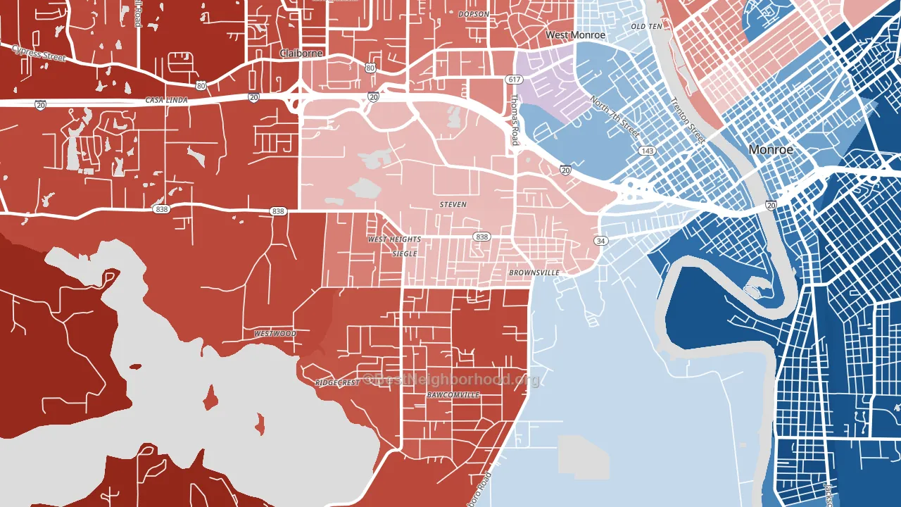Brownsville, LA block-group political-lean map