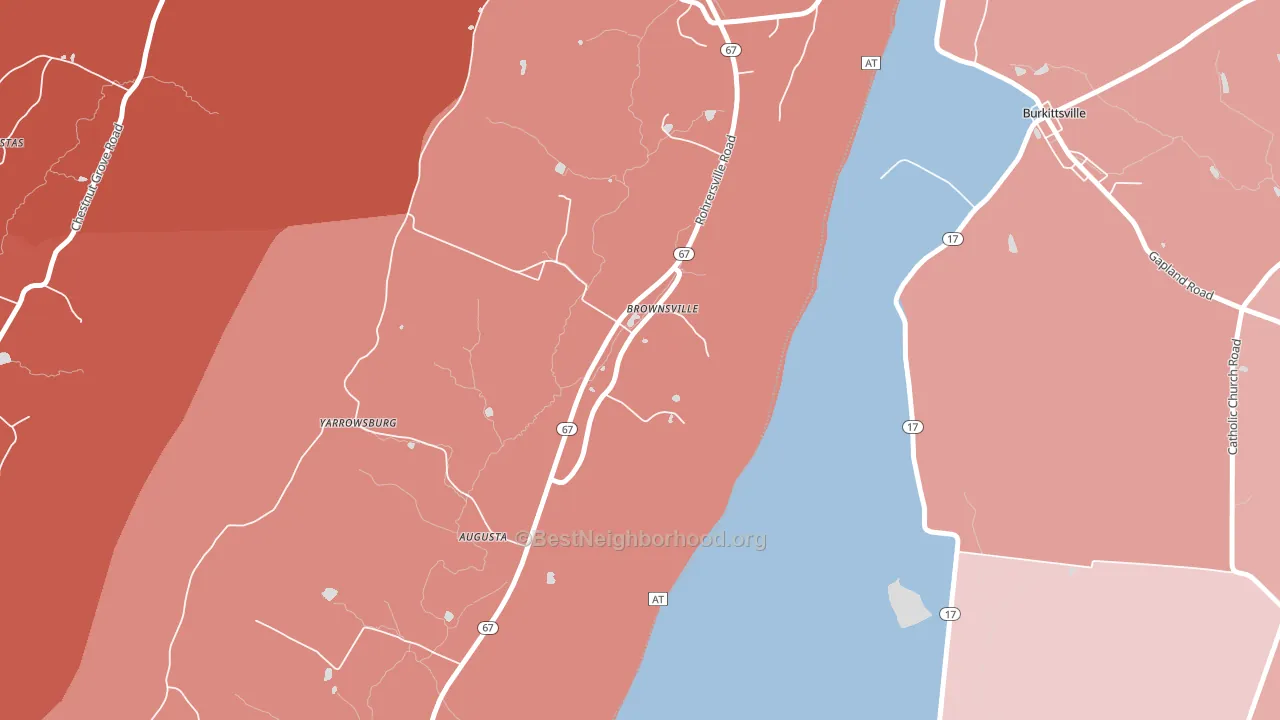 Brownsville, MD block-group political-lean map