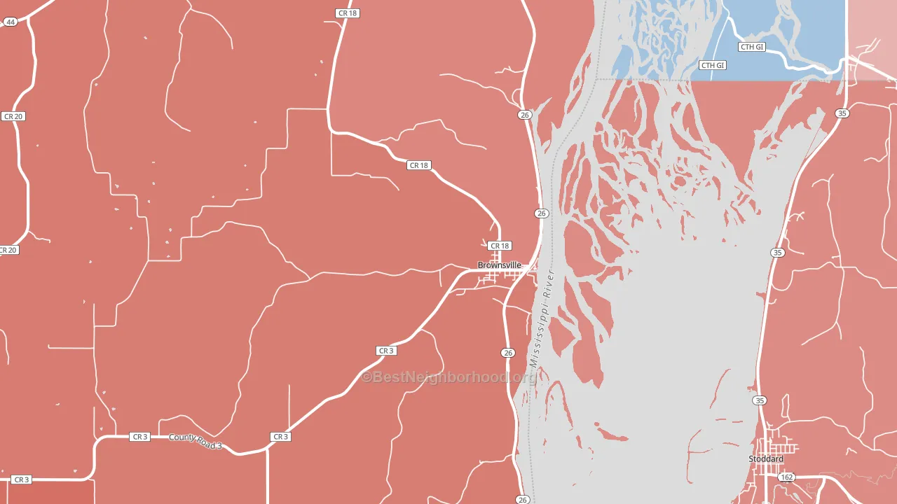 Brownsville, MN block-group political-lean map