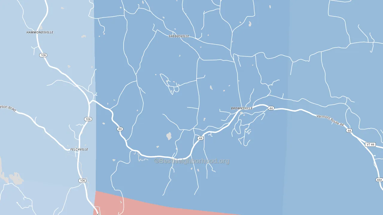 Brownsville, VT block-group political-lean map