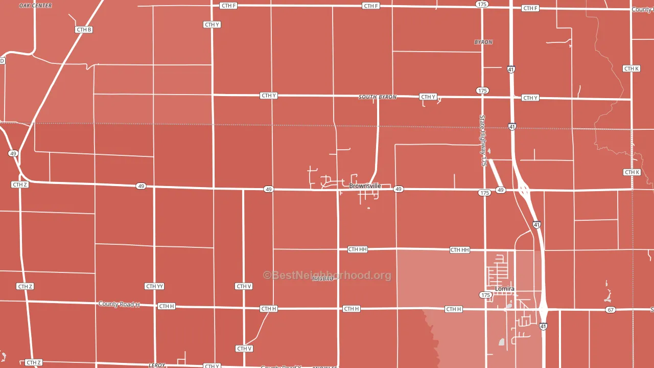 Brownsville, WI block-group political-lean map
