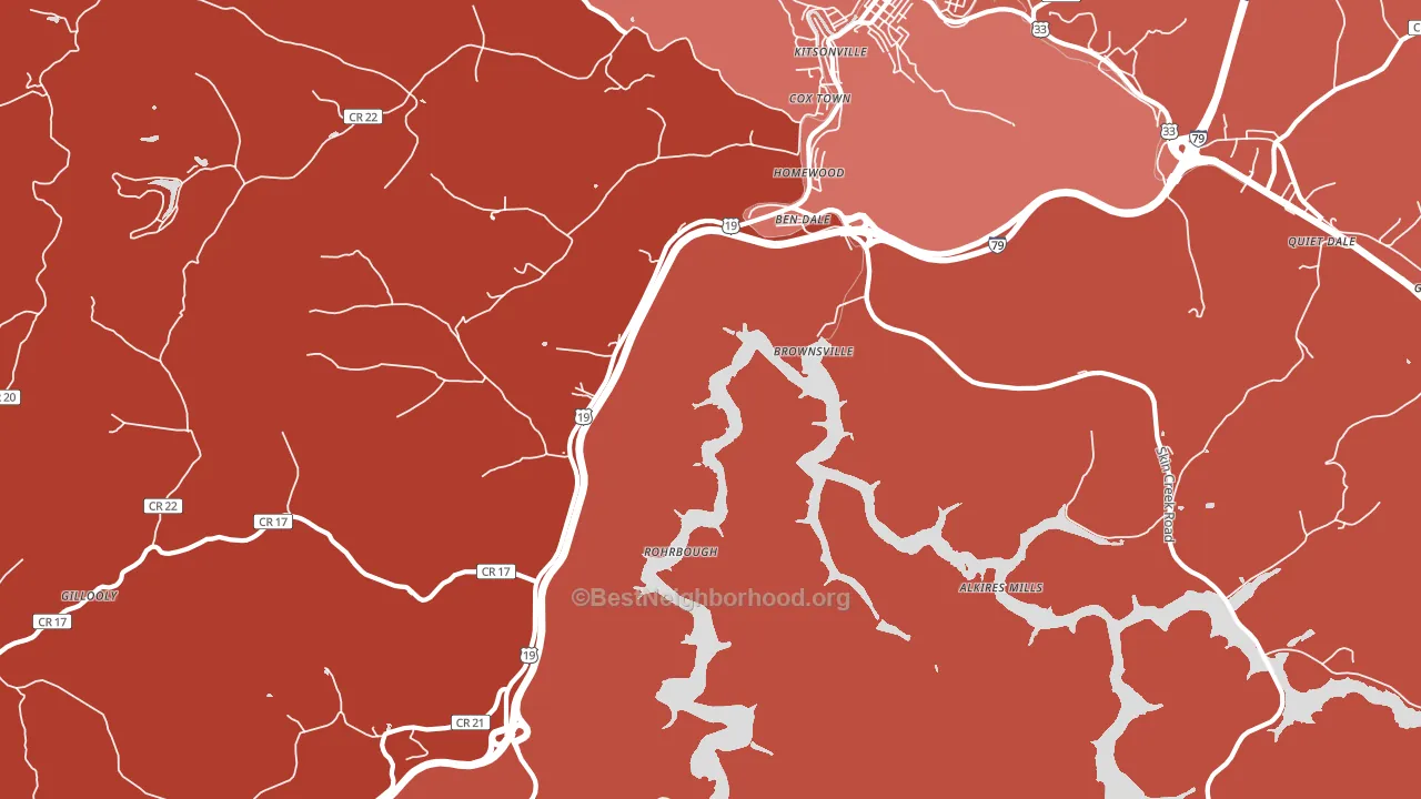 Brownsville, WV block-group political-lean map