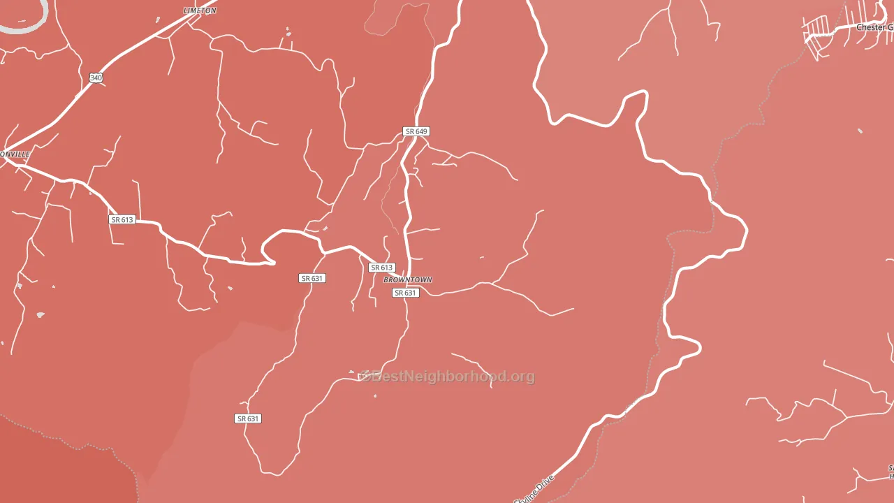 Browntown, VA block-group political-lean map