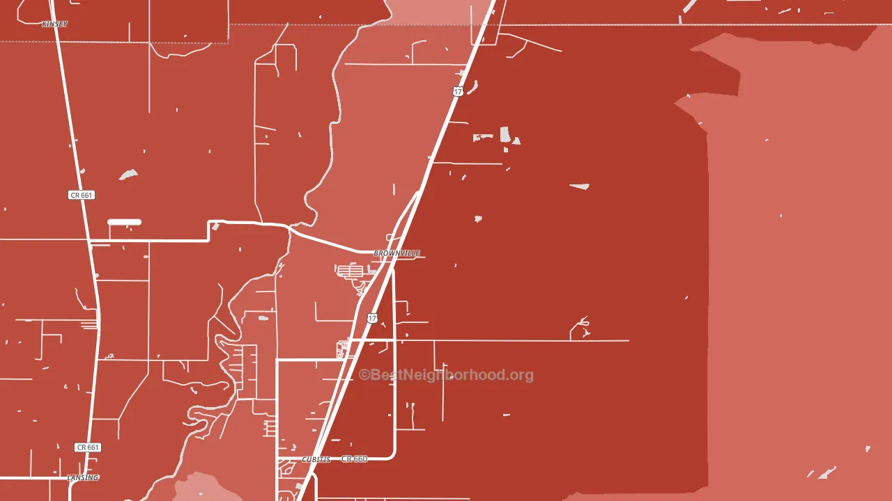 Brownville, FL block-group political-lean map
