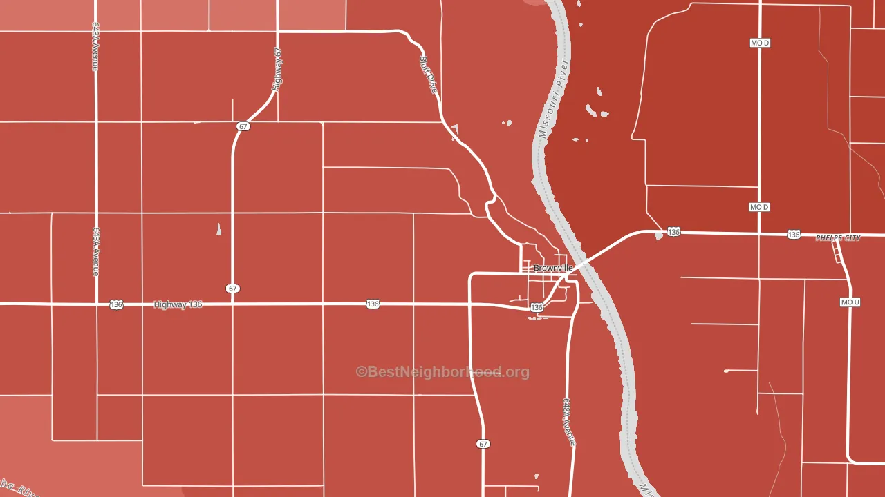 Brownville, NE block-group political-lean map