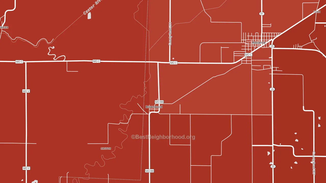 Brownwood, MO block-group political-lean map