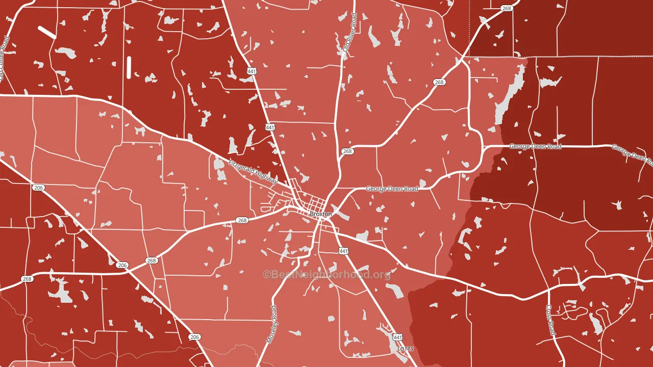 Broxton, GA block-group political-lean map