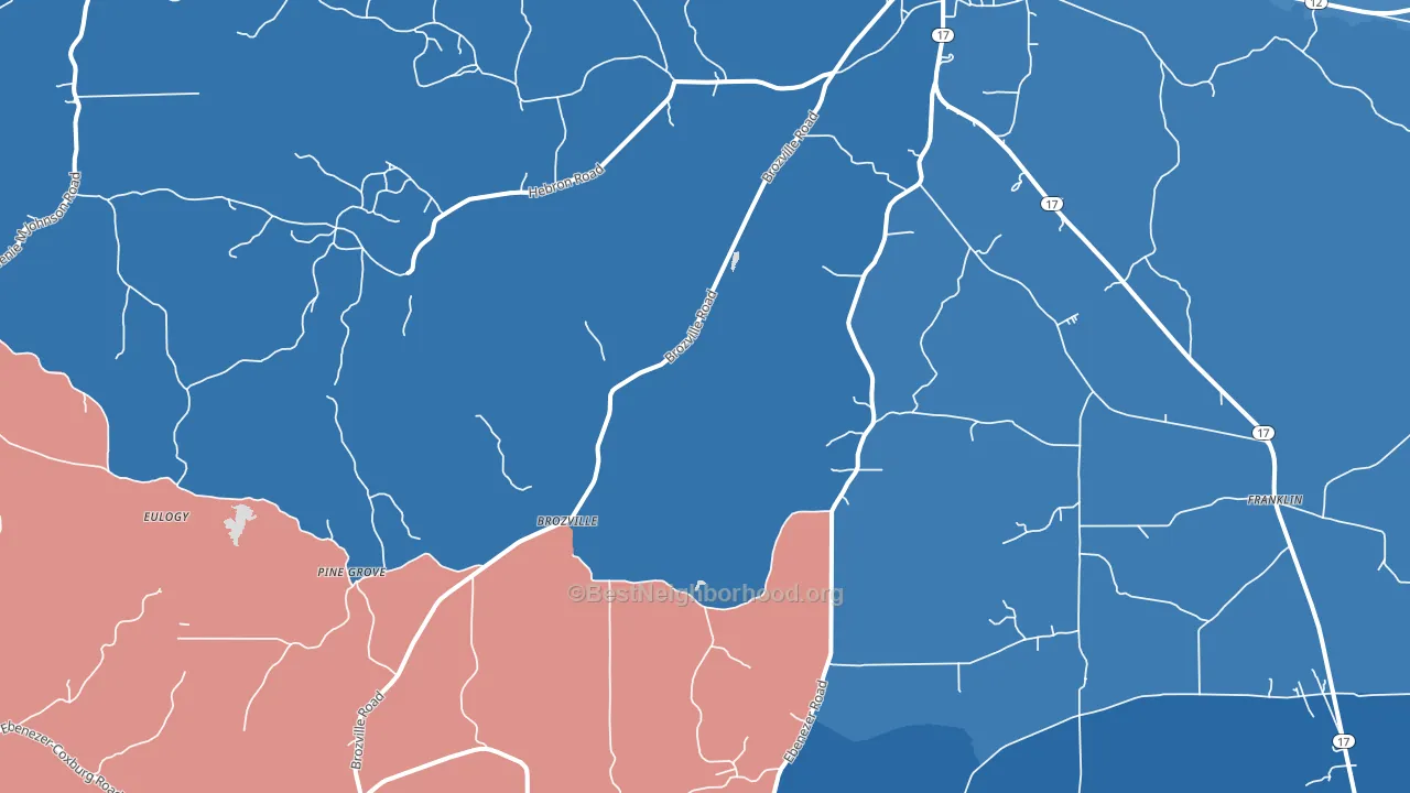 Brozville, MS block-group political-lean map