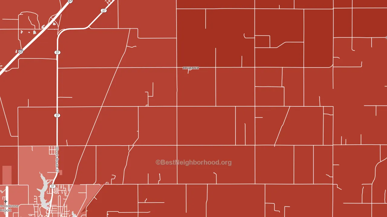 Brubaker, IL block-group political-lean map