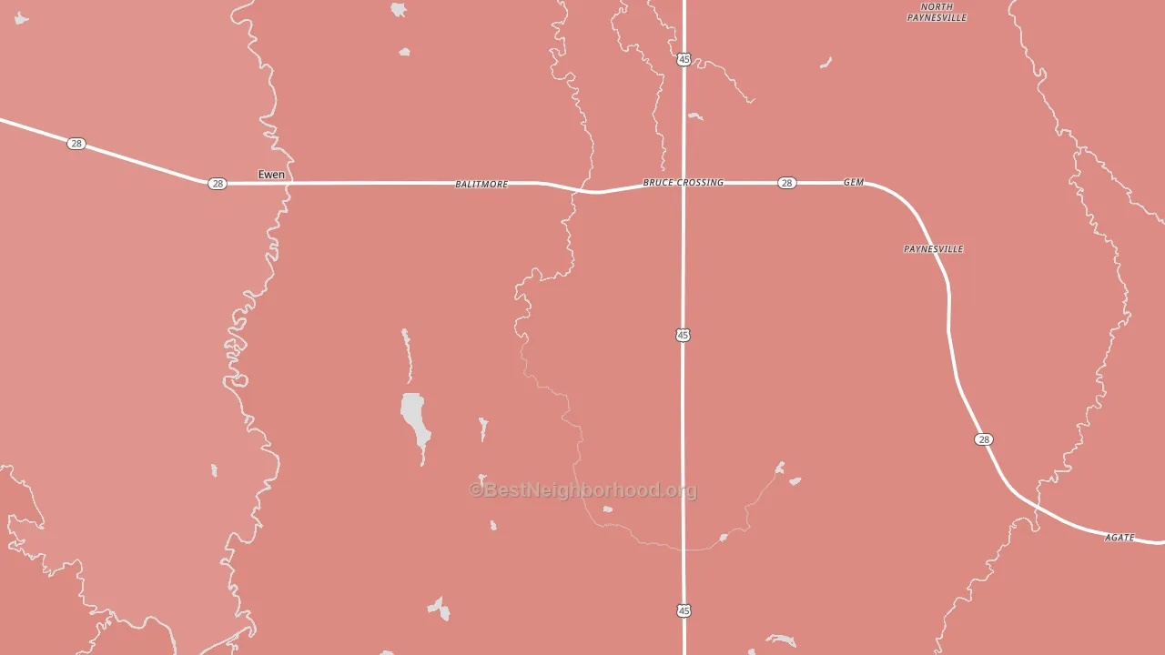 Bruce Crossing, MI block-group political-lean map