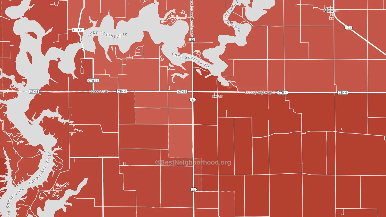 Bruce, IL block-group political-lean map