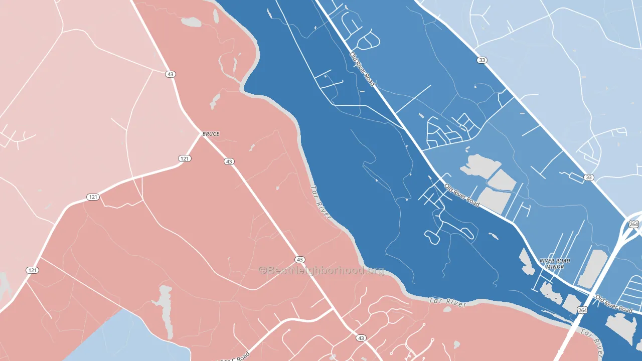 Bruce, NC block-group political-lean map