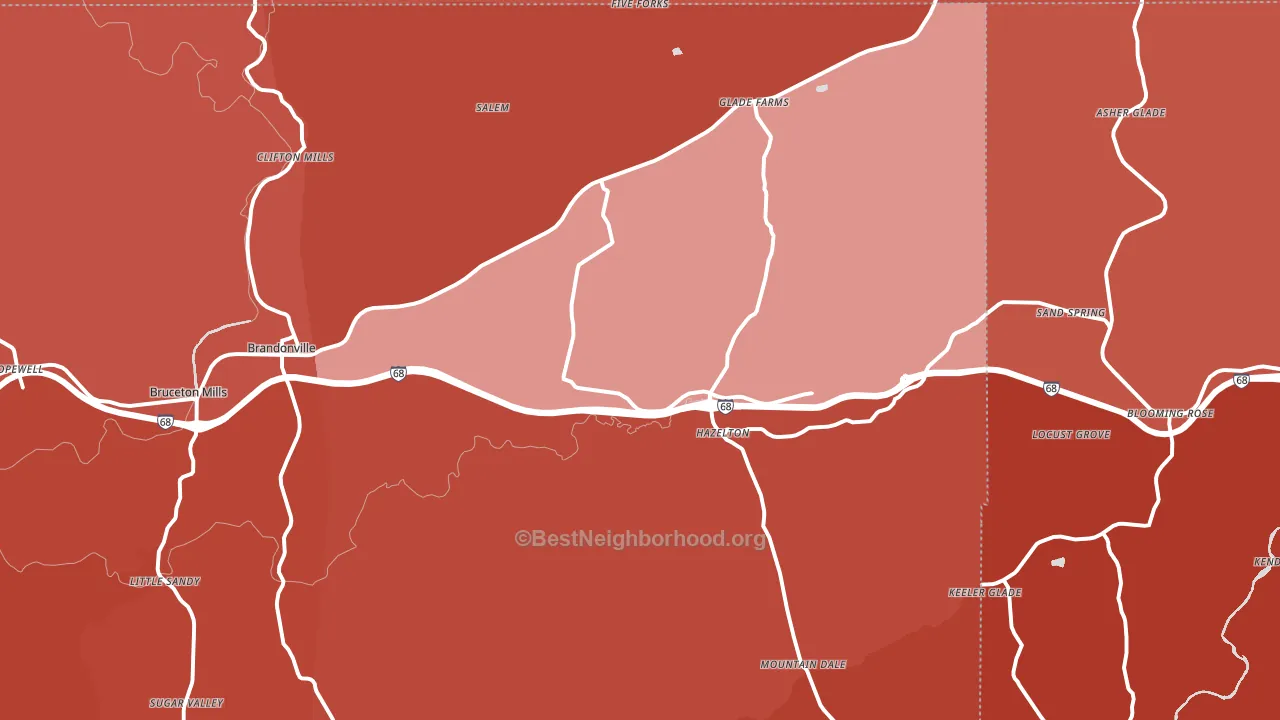 Bruceton Mills, WV block-group political-lean map