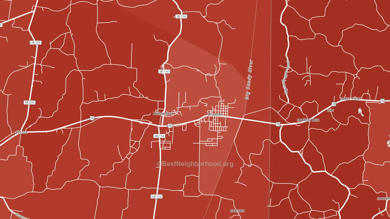 Bruceton, TN block-group political-lean map