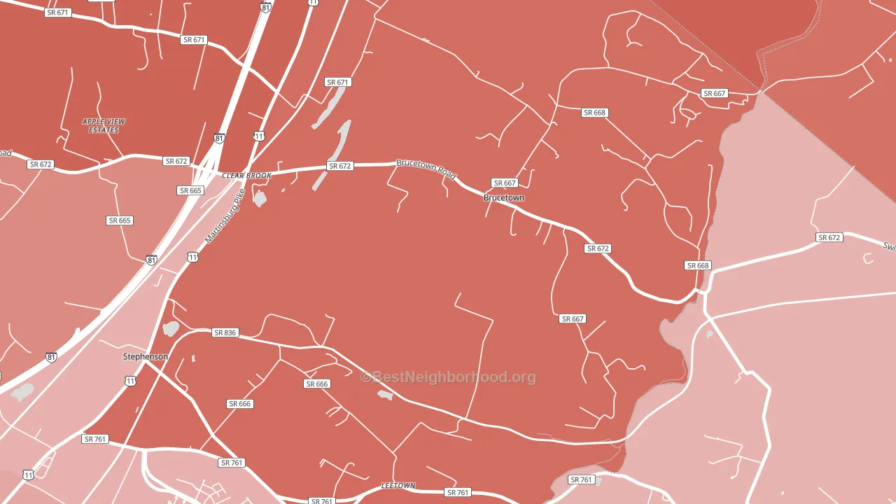 Brucetown, VA block-group political-lean map
