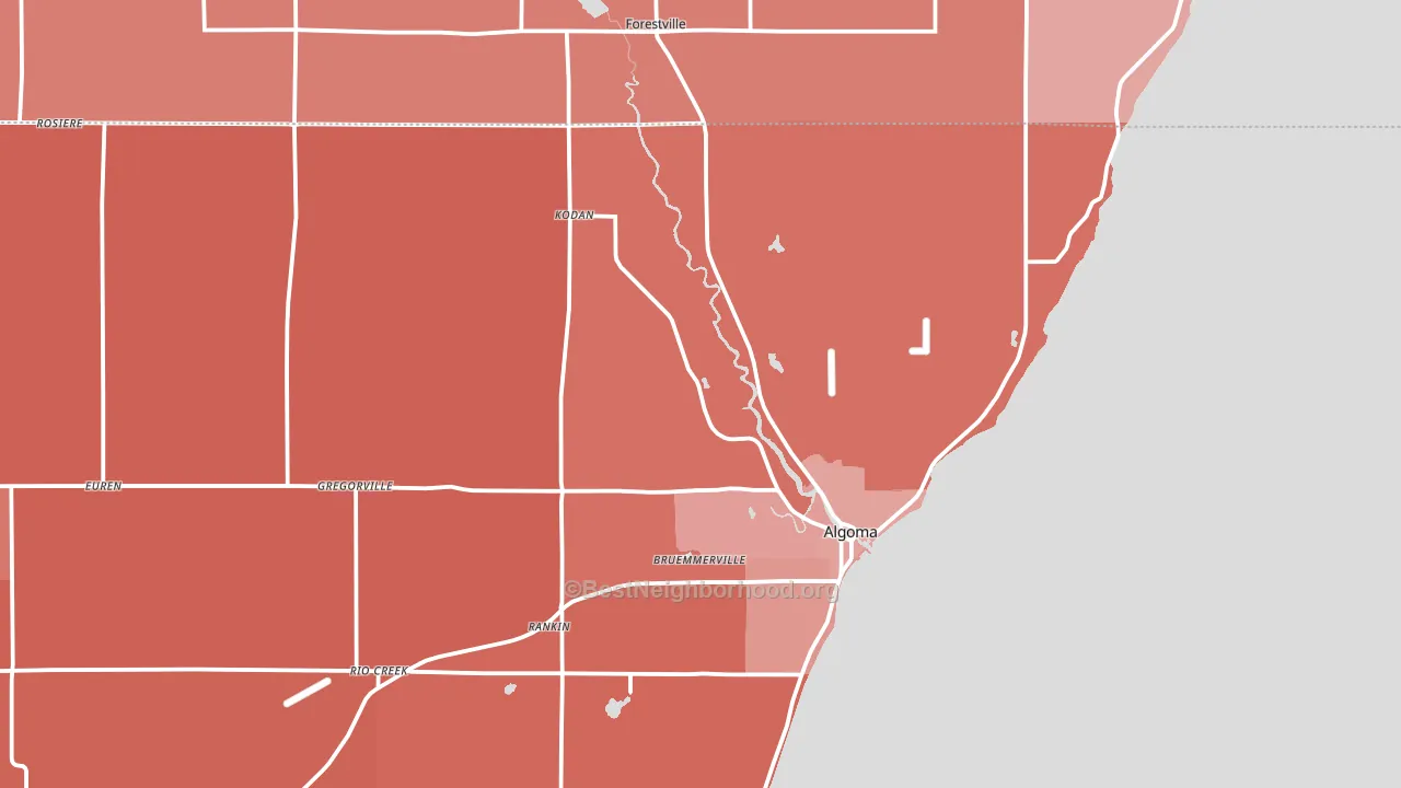 Bruemmerville, WI block-group political-lean map
